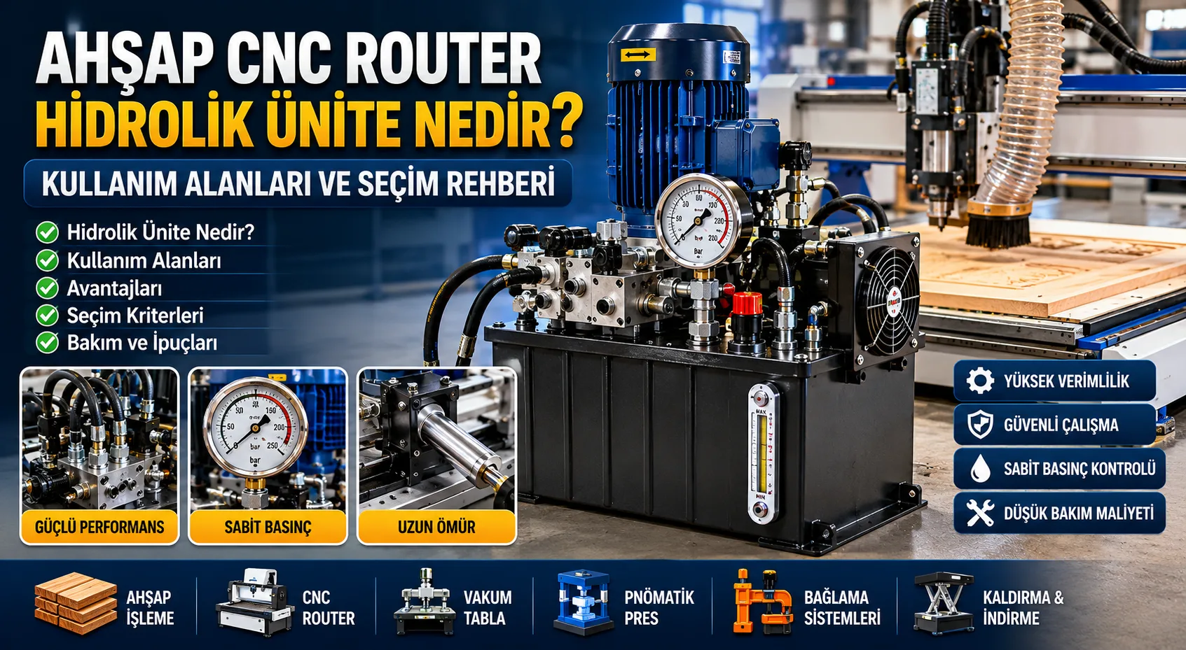 Ahşap CNC Router Hidrolik Ünite Nedir? Kullanım Alanları ve Seçim Rehberi