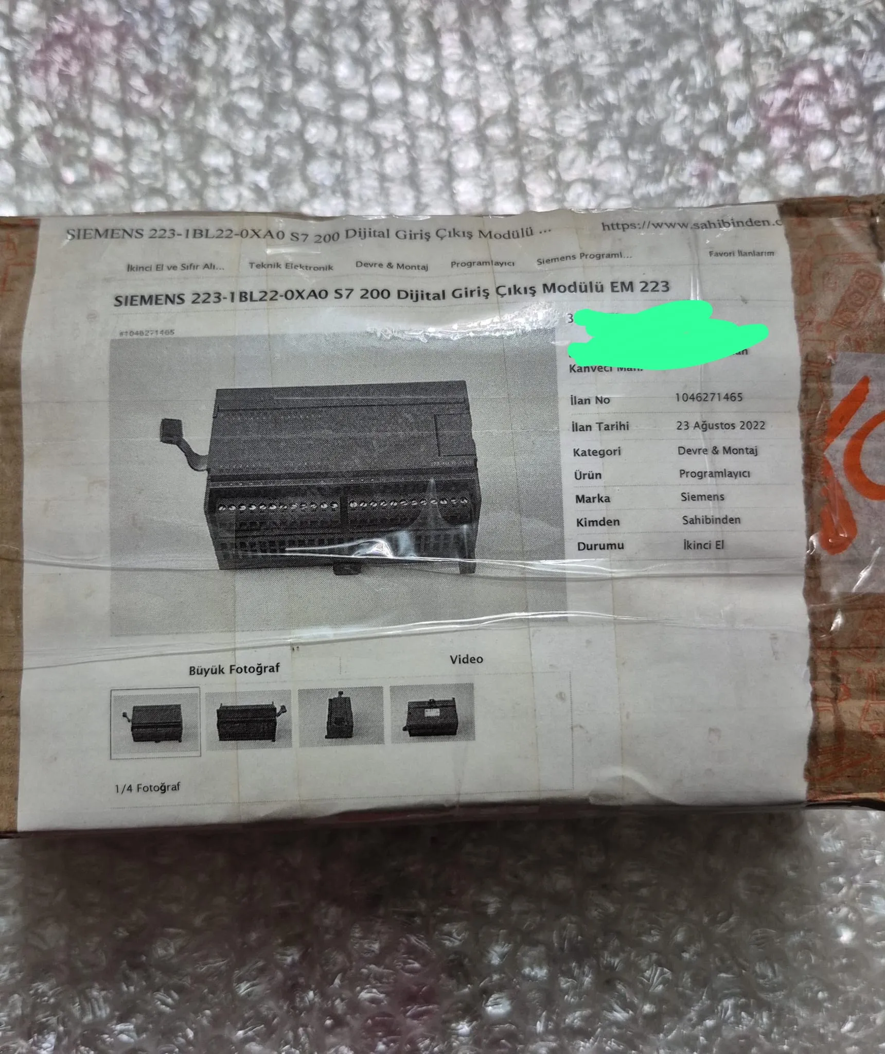 Siemens S7-200 EM223 Dijital Giriş/Çıkış Modülü 223-1BL22-0XA0 (2.El)